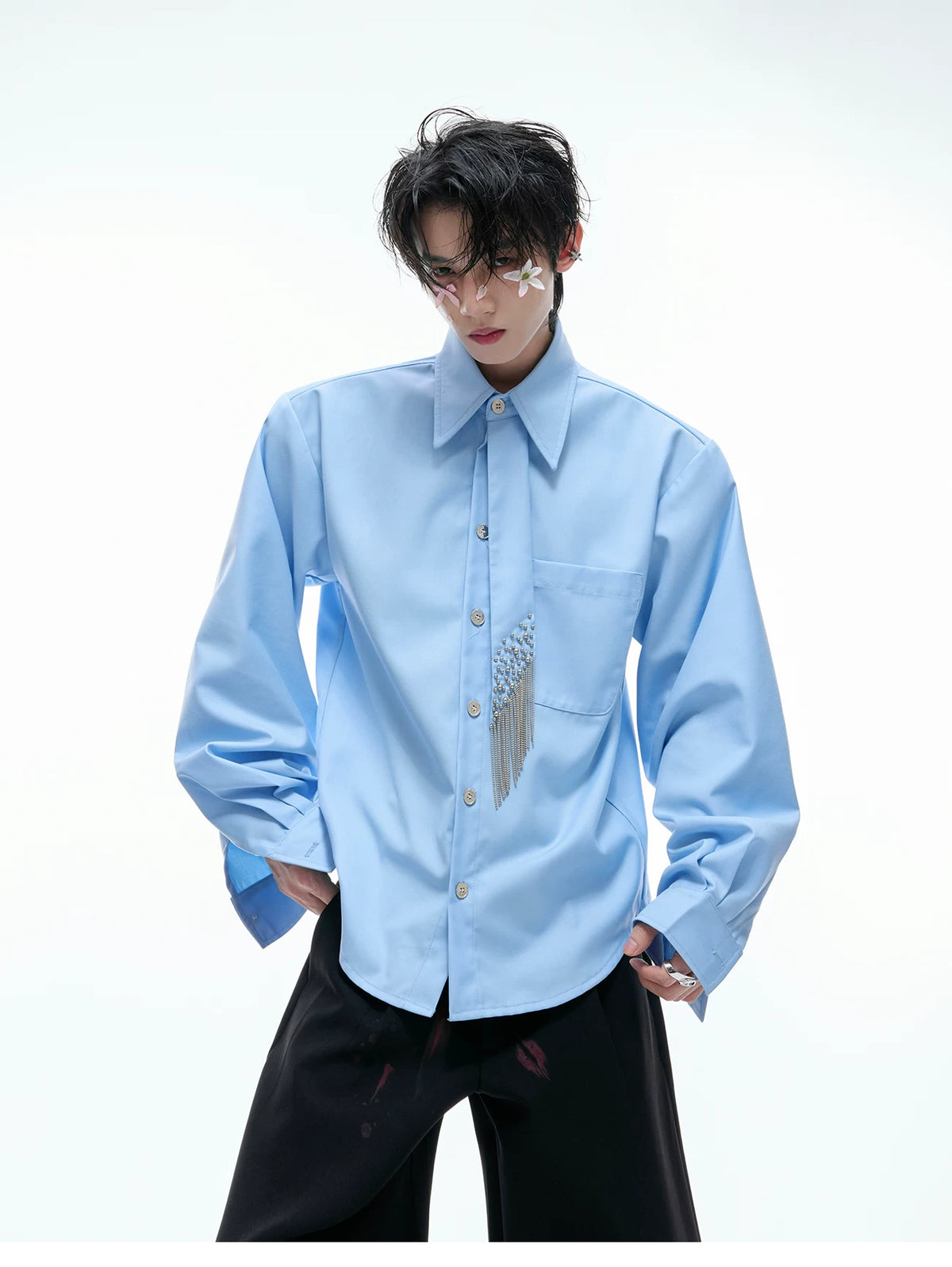 Unisex Tie-Panel Structured Cotton Shirt - description image 4