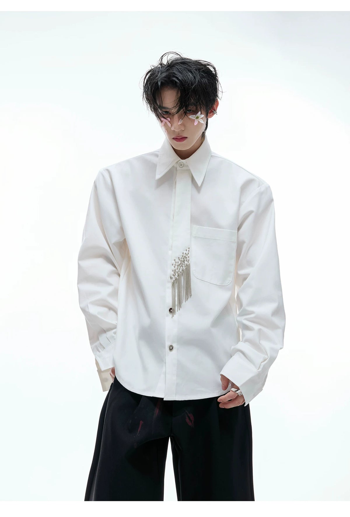 Unisex Tie-Panel Structured Cotton Shirt - description image 7