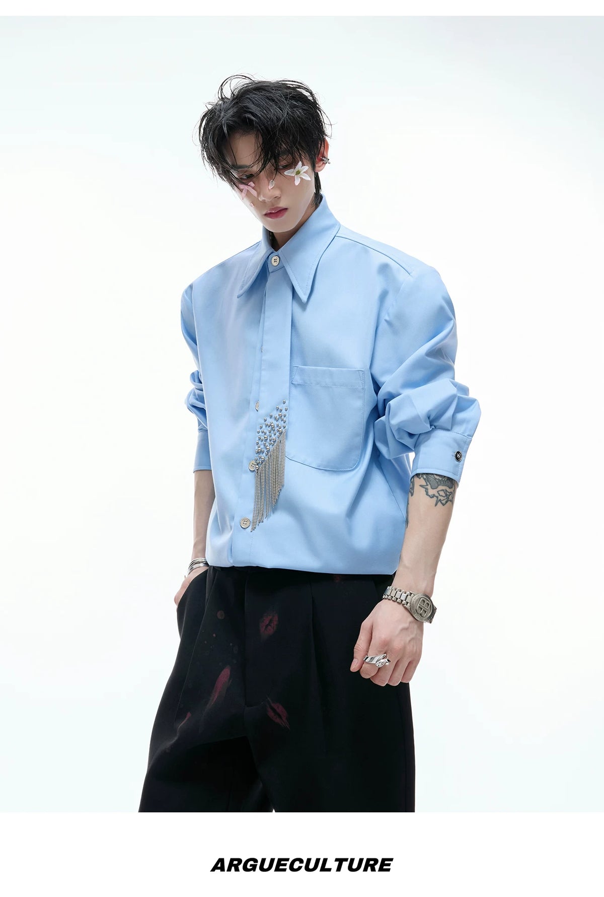 Unisex Tie-Panel Structured Cotton Shirt - description image 9