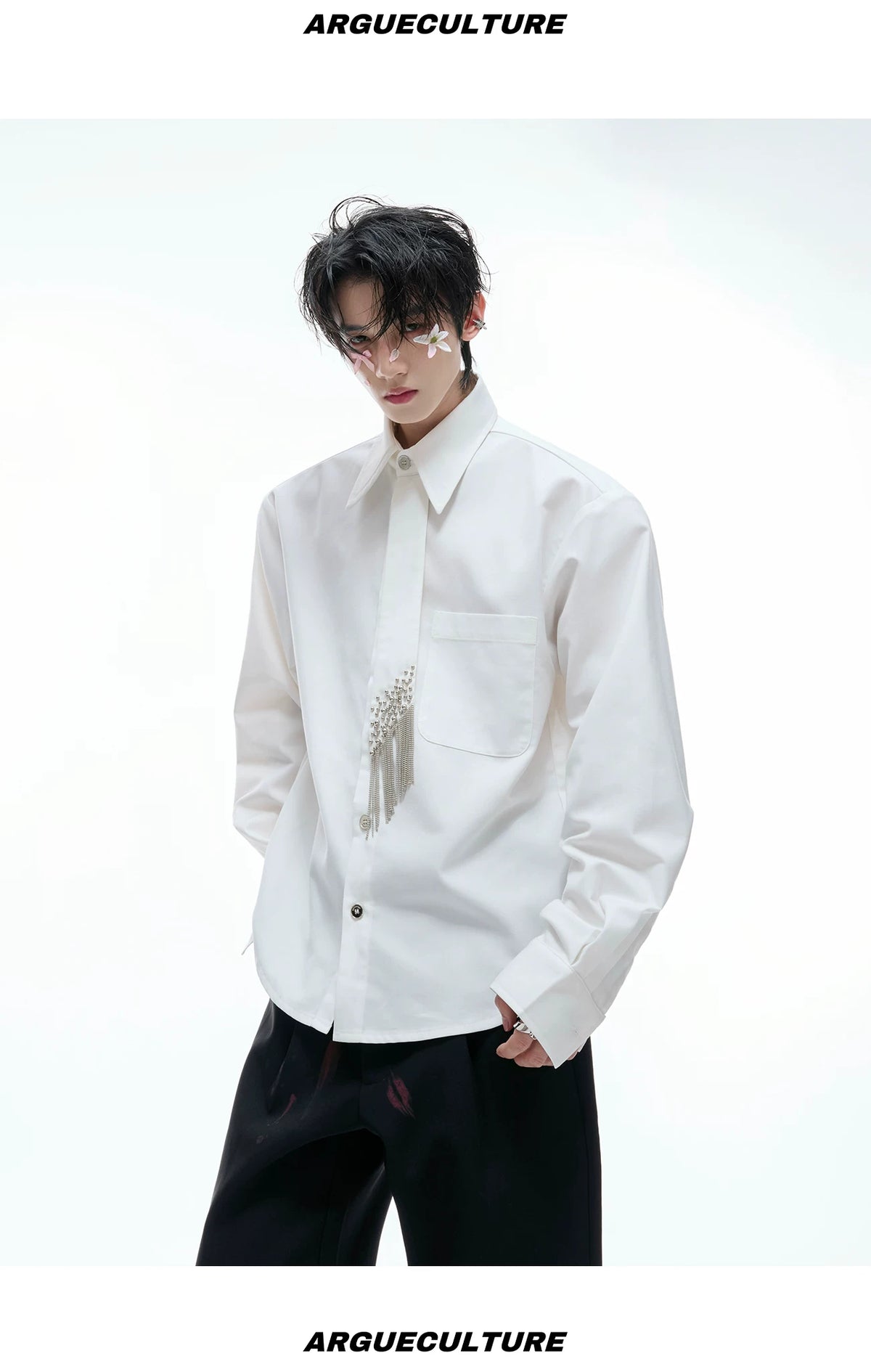 Unisex Tie-Panel Structured Cotton Shirt - description image 11