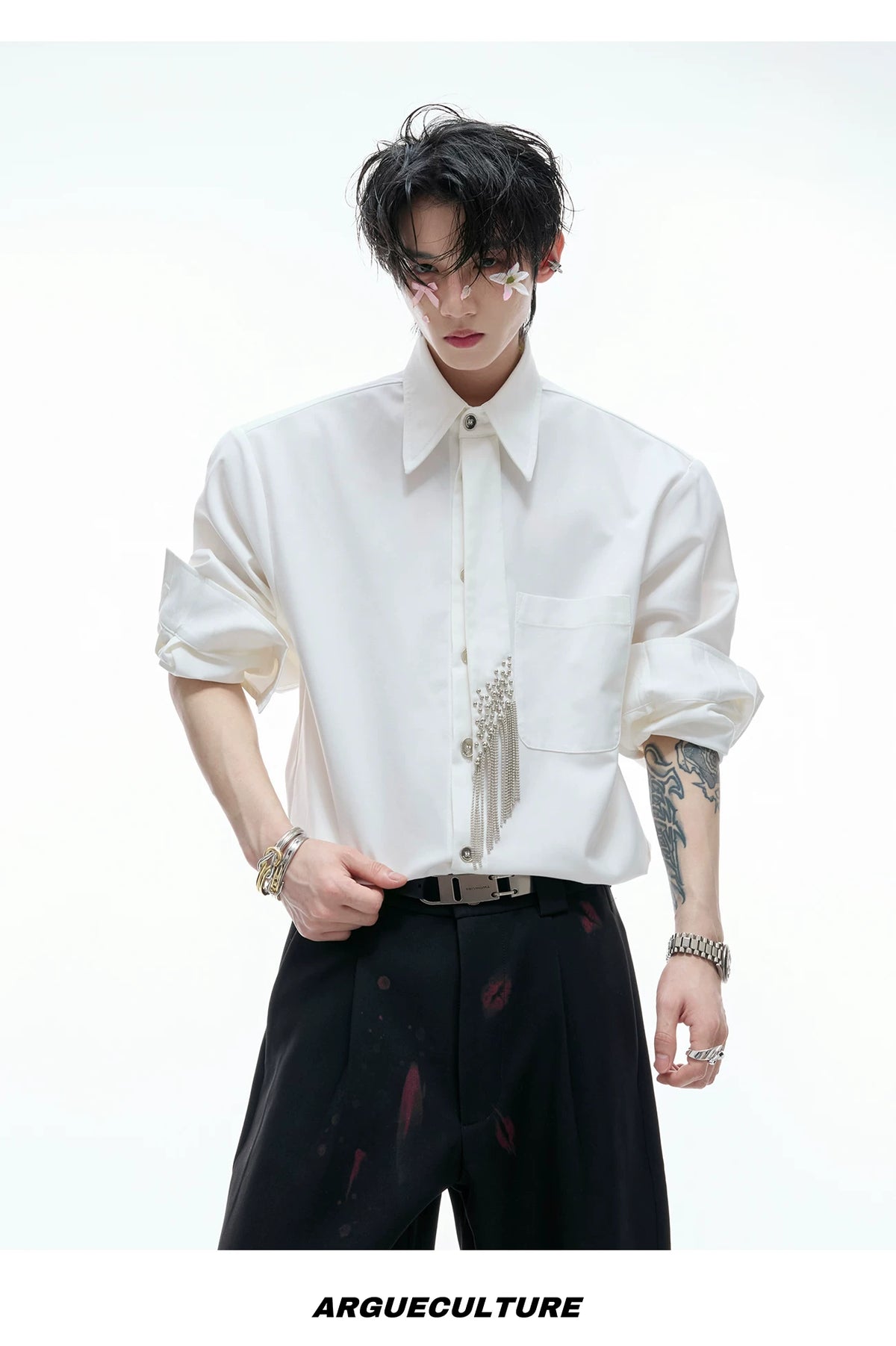Unisex Tie-Panel Structured Cotton Shirt - description image 13