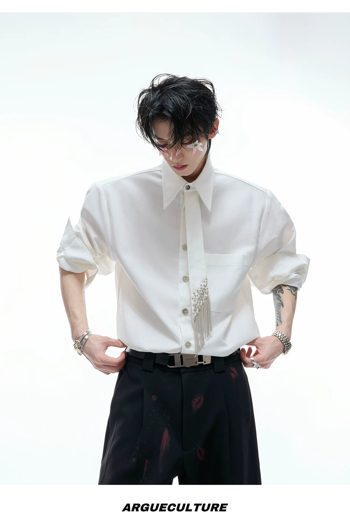 Unisex Tie-Panel Structured Cotton Shirt - description image 14