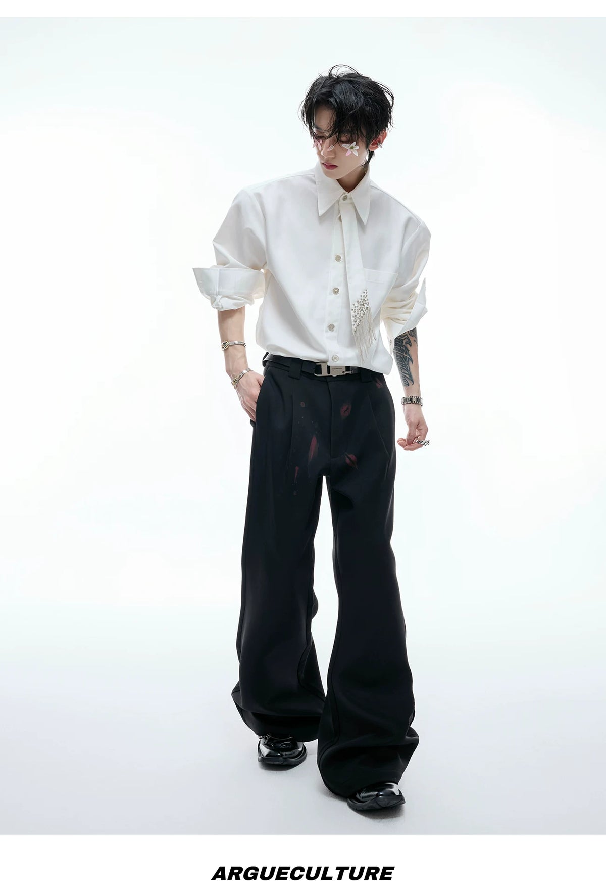 Unisex Tie-Panel Structured Cotton Shirt - description image 15