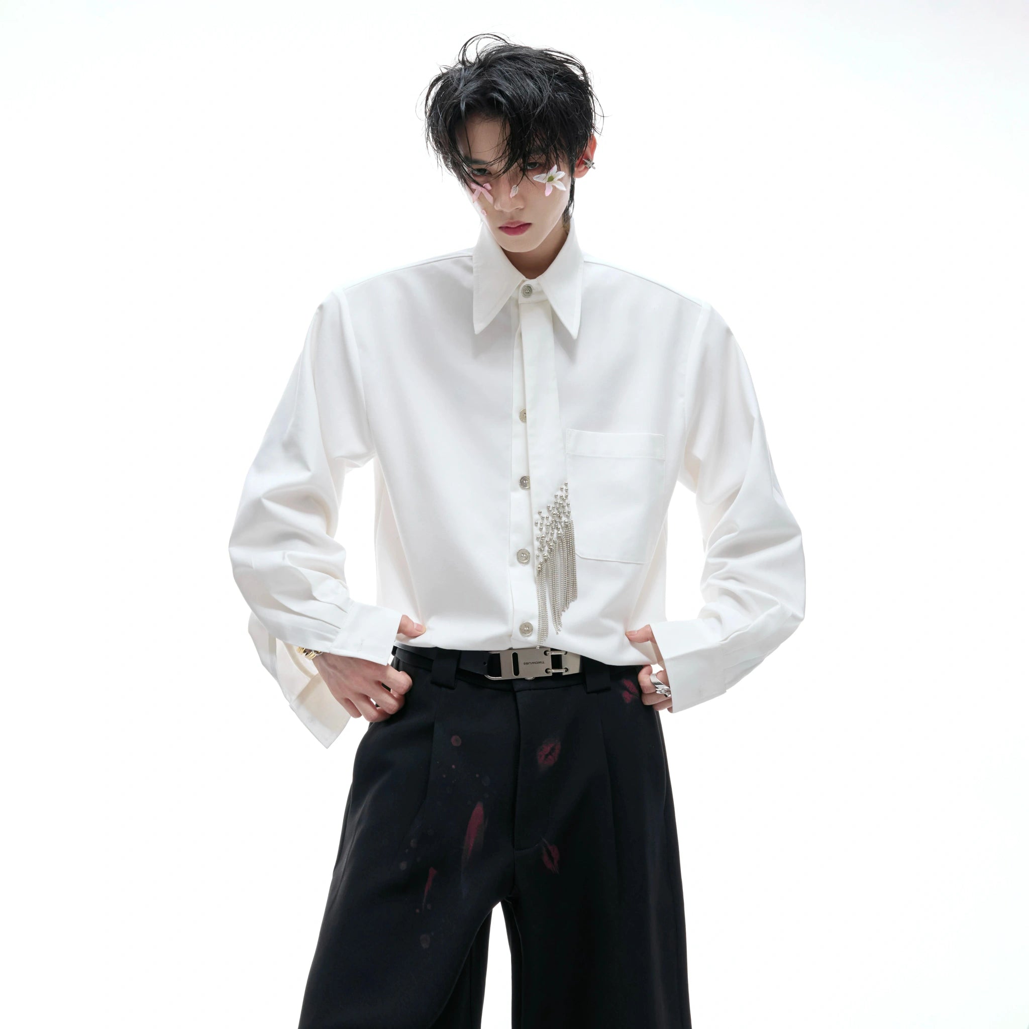 Unisex Tie-Panel Structured Cotton Shirt - main image 1