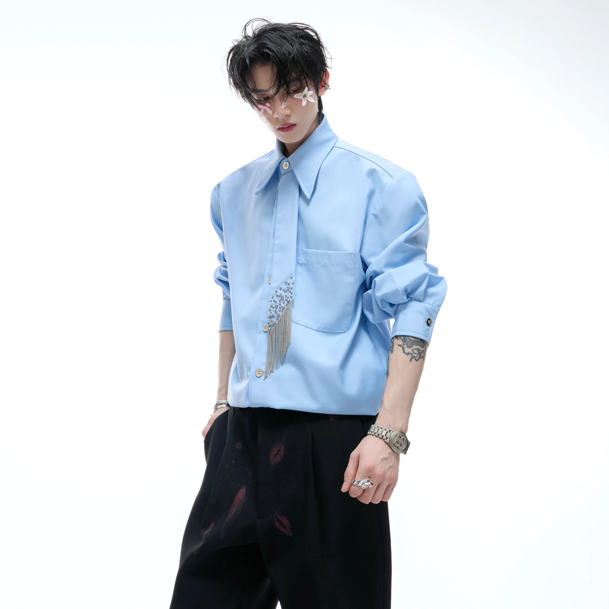 Unisex Tie-Panel Structured Cotton Shirt - main image 2