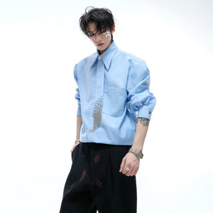 Unisex Tie-Panel Structured Cotton Shirt - main image 2