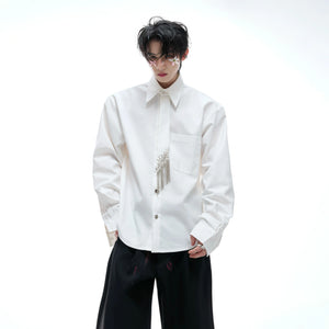 Unisex Tie-Panel Structured Cotton Shirt - main image 3