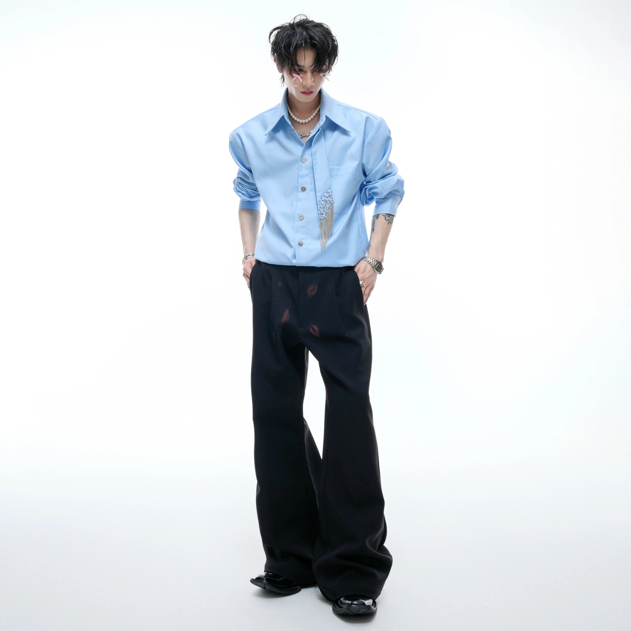 Unisex Tie-Panel Structured Cotton Shirt - main image 4