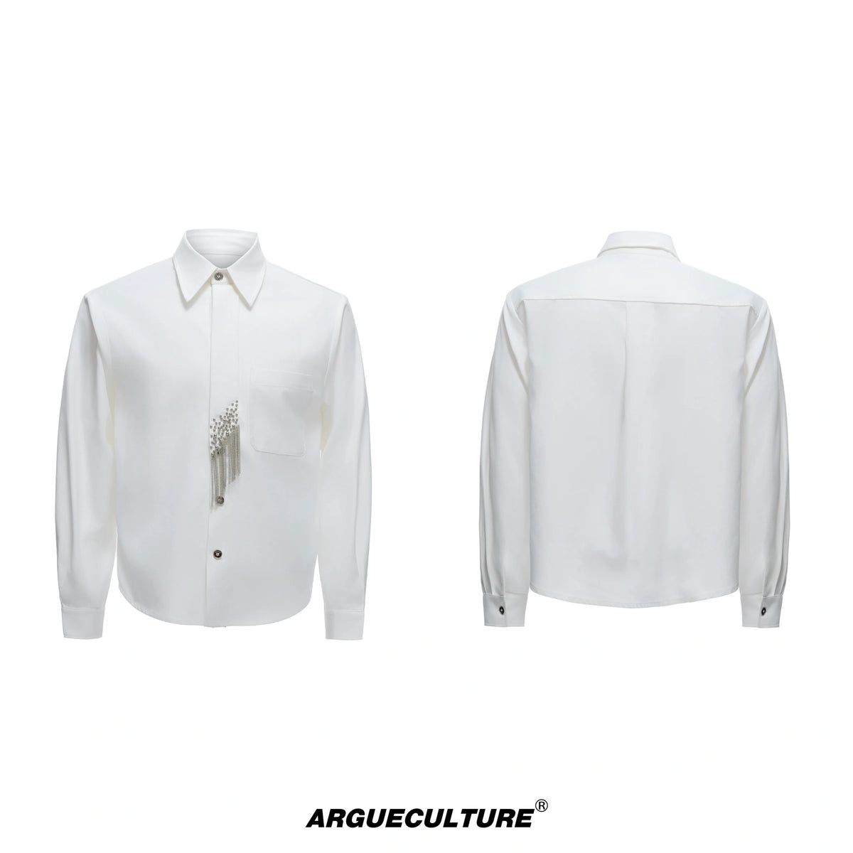 Unisex Tie-Panel Structured Cotton Shirt - White Top