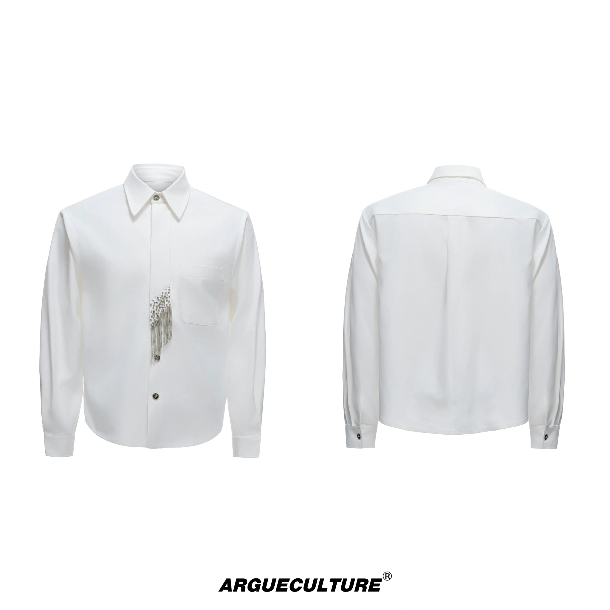 Unisex Tie-Panel Structured Cotton Shirt - White Top