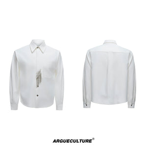 Unisex Tie-Panel Structured Cotton Shirt - White Top