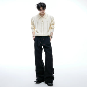Pearl-Trim Cotton Knit Polo Shirt | Slim Long Sleeve - main image 5