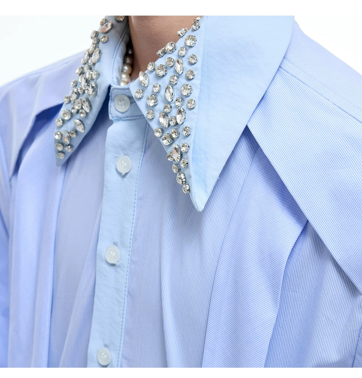 Rhinestone Contrast Streamer Shirt | Unisex Cotton - description image 6