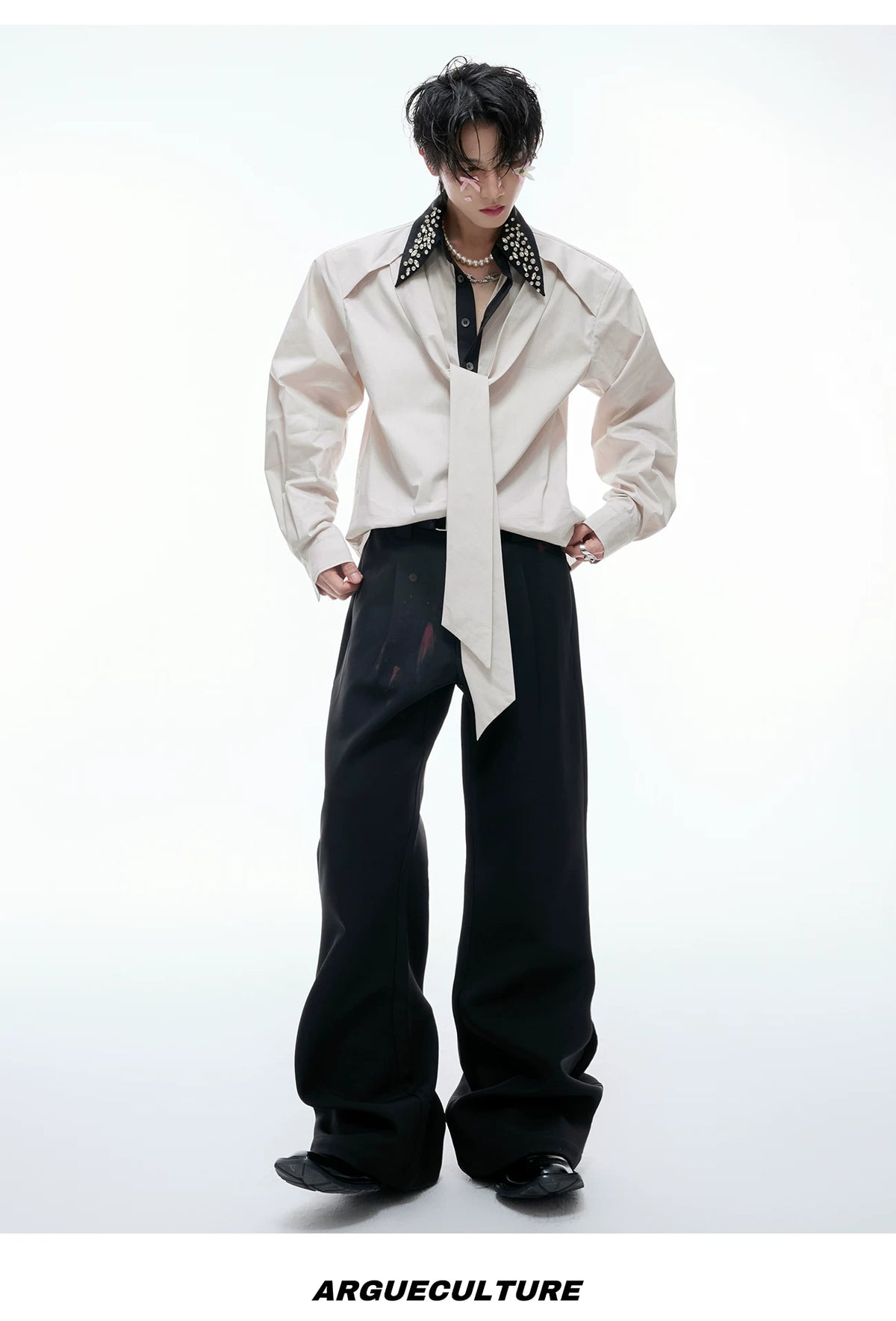 Rhinestone Contrast Streamer Shirt | Unisex Cotton - description image 16