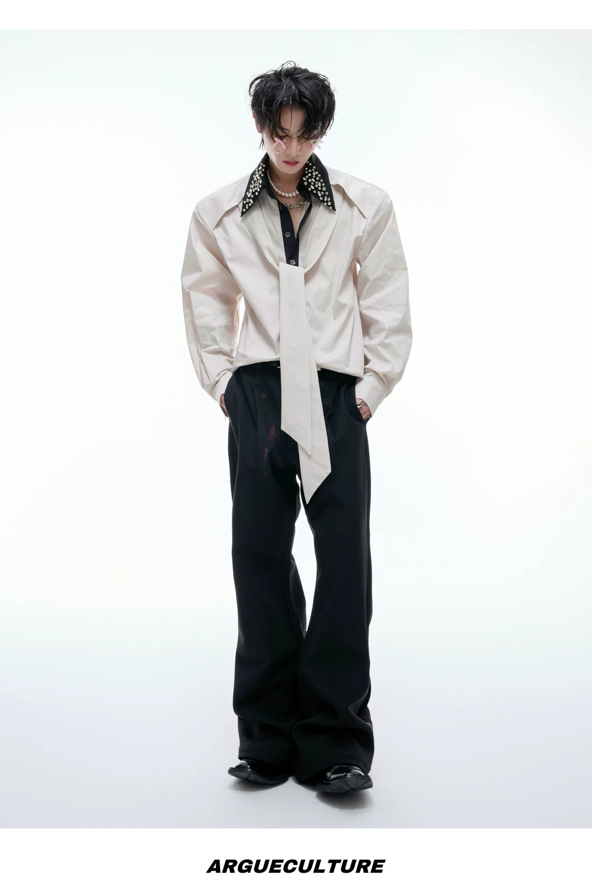 Rhinestone Contrast Streamer Shirt | Unisex Cotton - description image 17