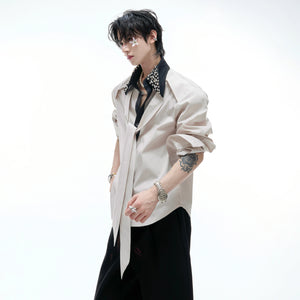 Rhinestone Contrast Streamer Shirt | Unisex Cotton - main image 1