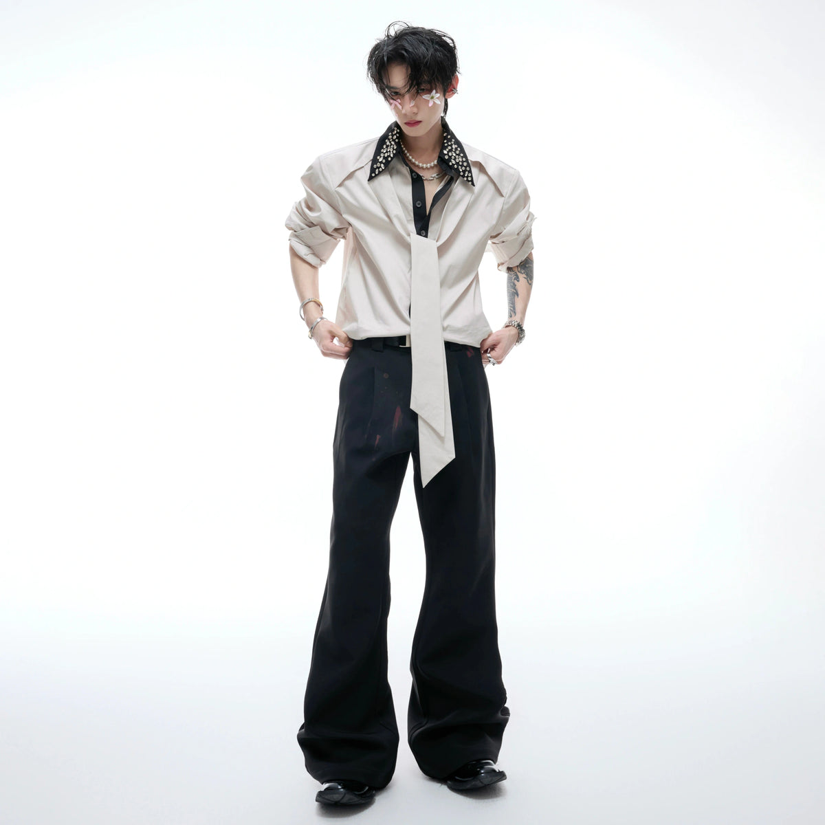 Rhinestone Contrast Streamer Shirt | Unisex Cotton - main image 5