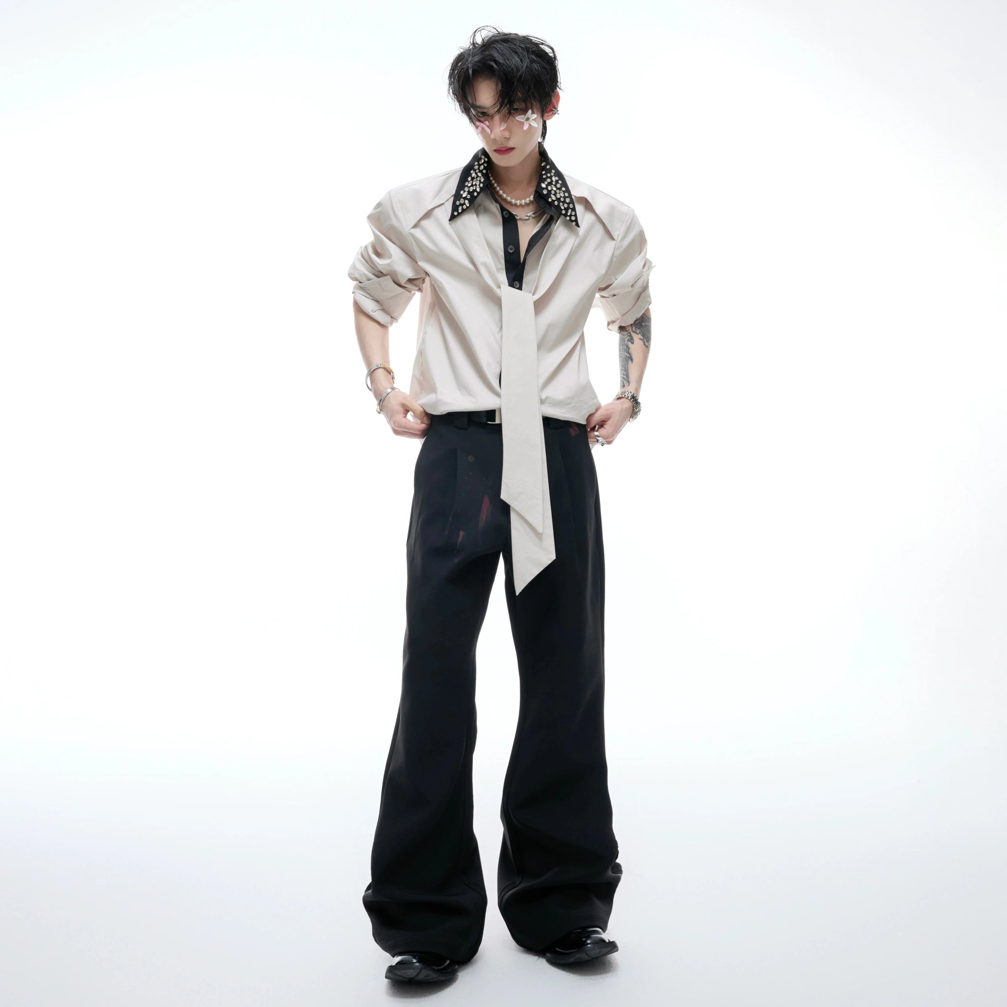 Rhinestone Contrast Streamer Shirt | Unisex Cotton - main image 5