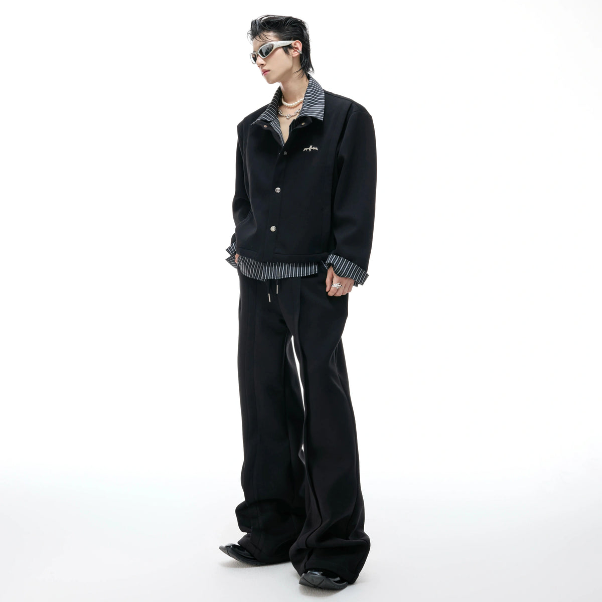 Color-Block Stripe Panel Cardigan | Relaxed Unisex Top - main image 2