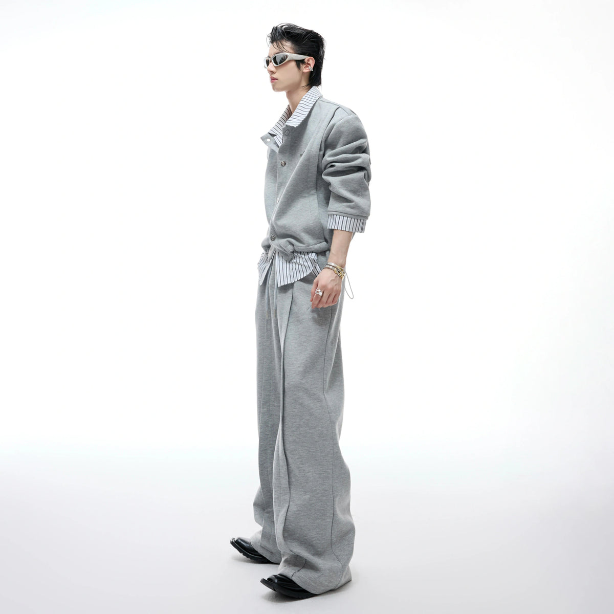 Color-Block Stripe Panel Cardigan | Relaxed Unisex Top - main image 3