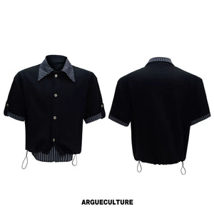 Color-Block Stripe Panel Cardigan | Relaxed Unisex Top - Black Top 2.0