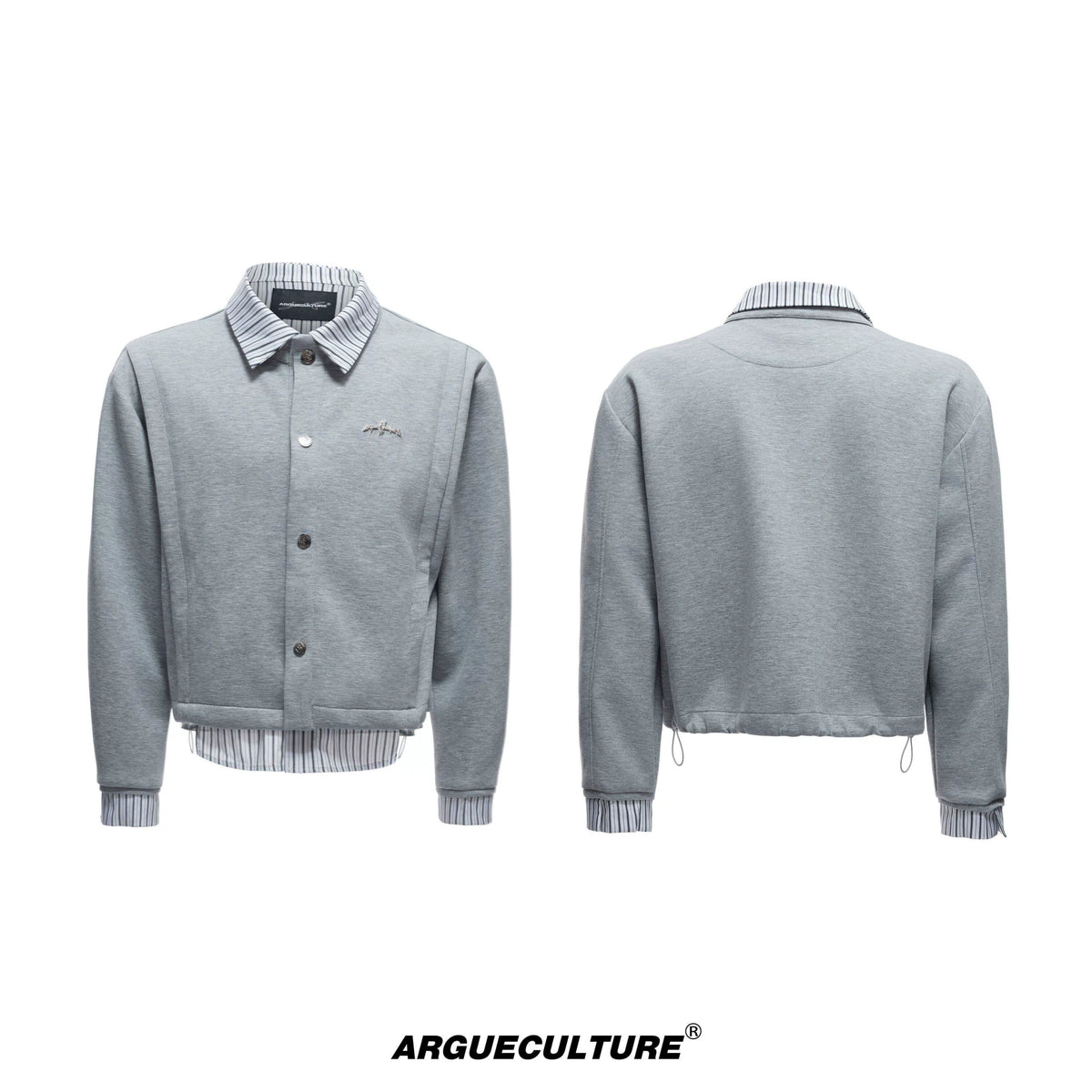 Color-Block Stripe Panel Cardigan | Relaxed Unisex Top - Gray Top Unisex