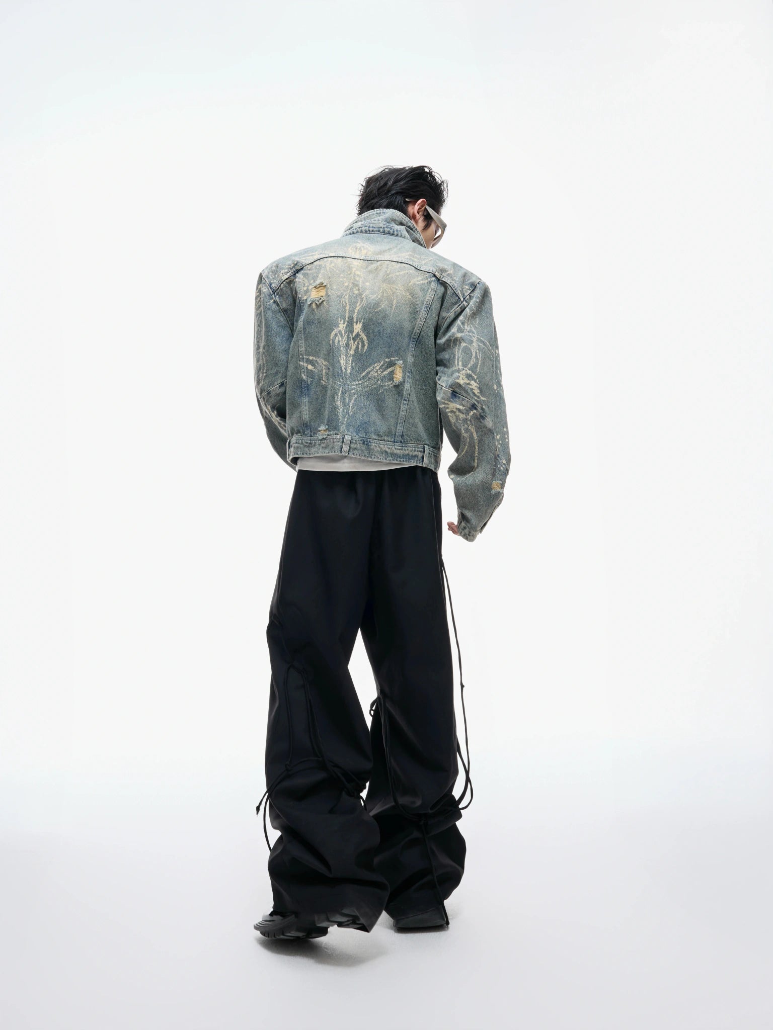 Distressed Gradient Denim Jacket | Cropped Oversized - main image 4