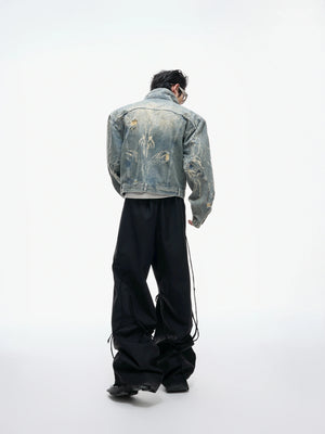 Distressed Gradient Denim Jacket | Cropped Oversized - main image 4