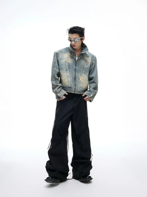 Distressed Gradient Denim Jacket | Cropped Oversized - main image 5