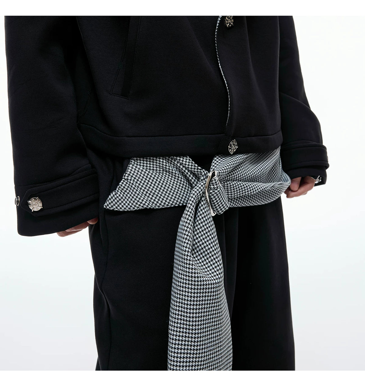Houndstooth V-Neck Jacket and Pants Set | Relaxed Fit - description image 5