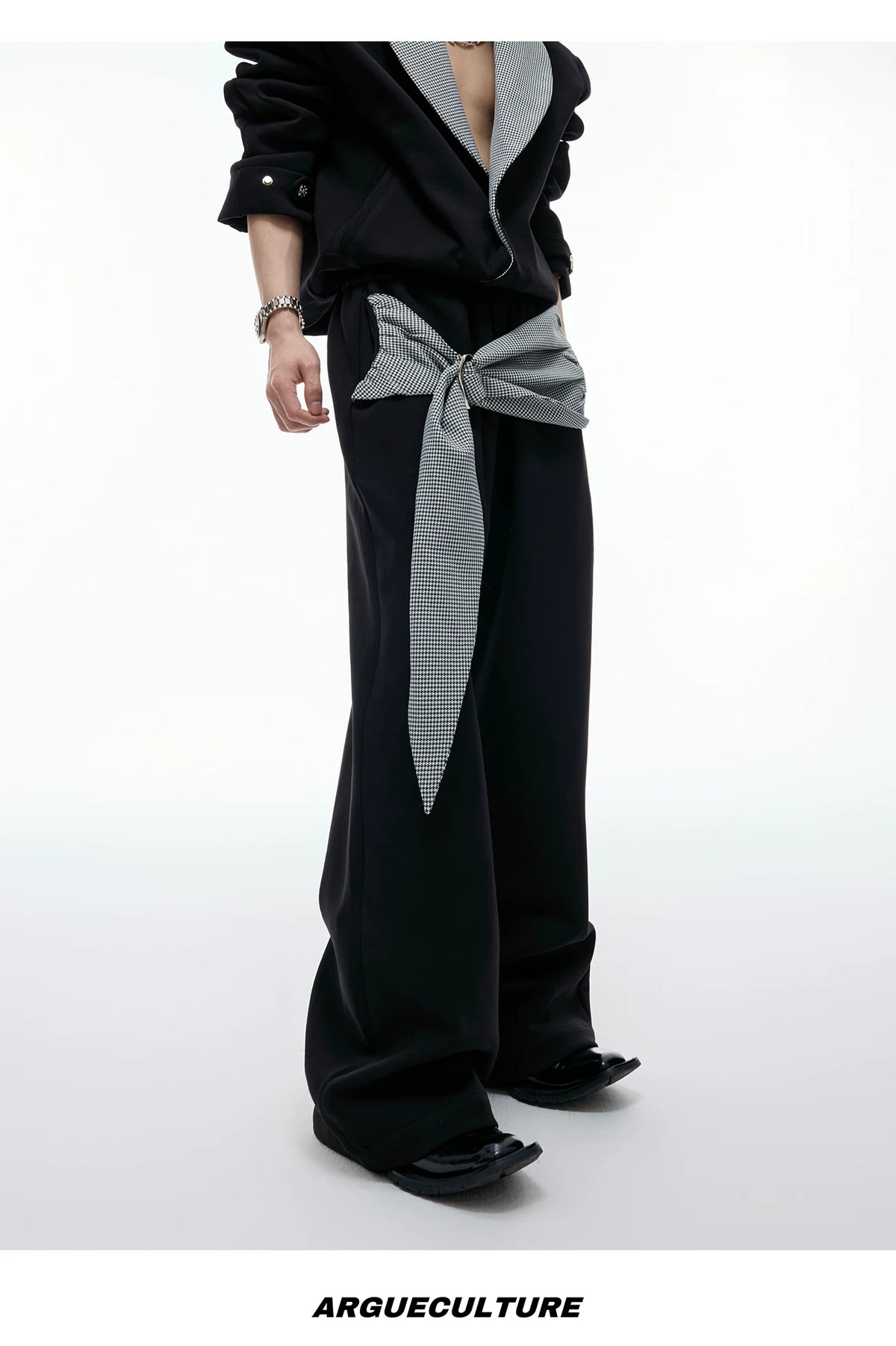 Houndstooth V-Neck Jacket and Pants Set | Relaxed Fit - description image 13