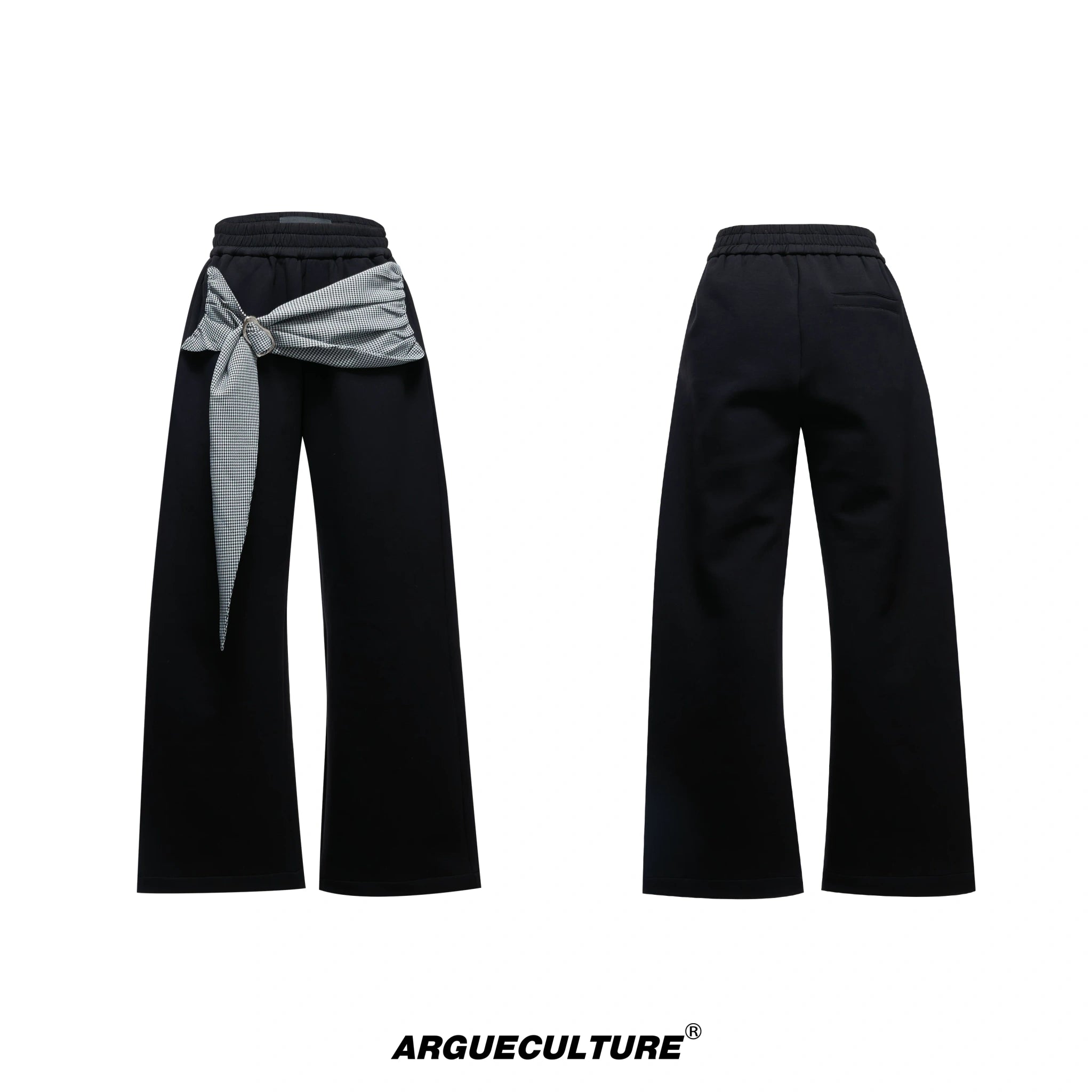 Houndstooth V-Neck Jacket and Pants Set | Relaxed Fit - Black Pants
