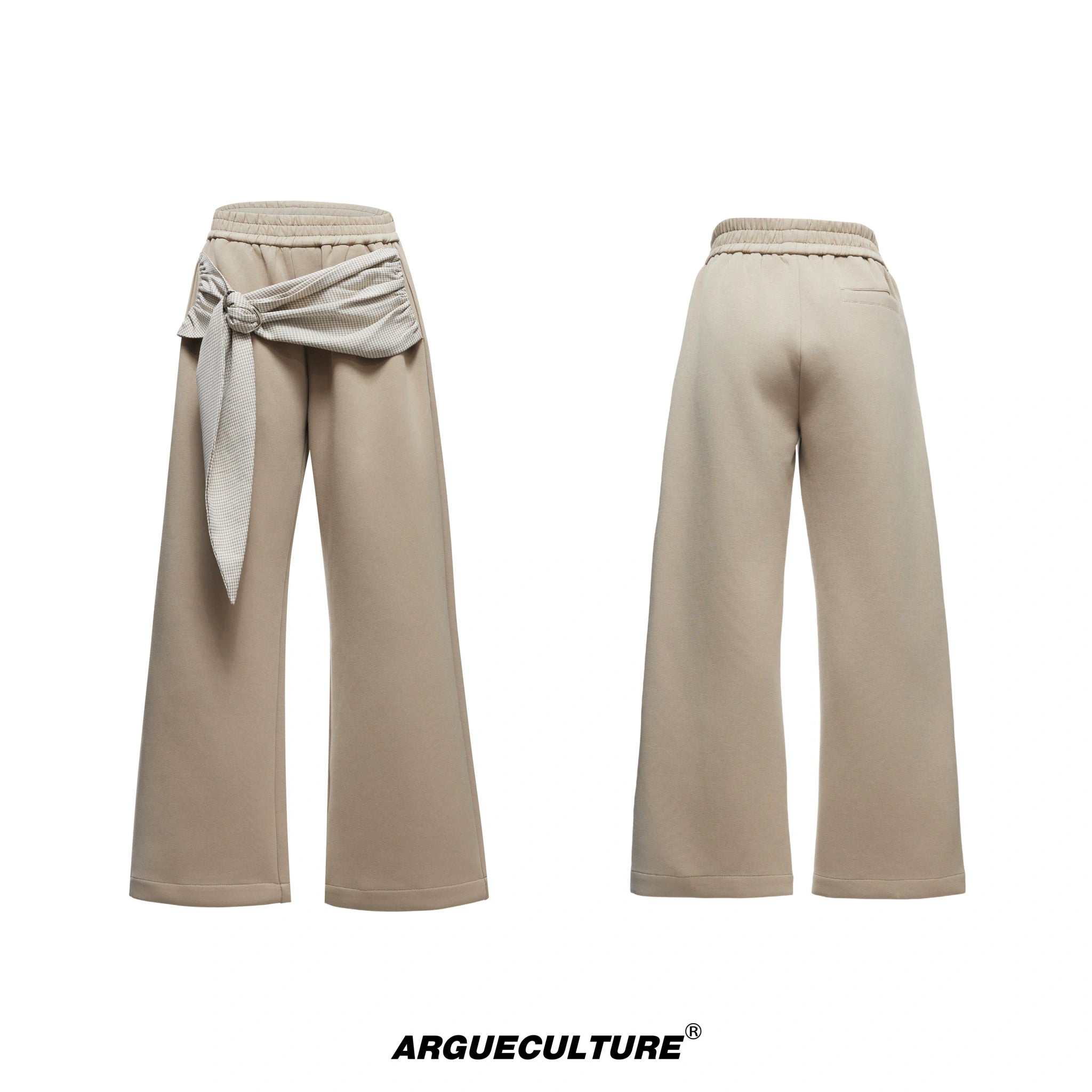 Houndstooth V-Neck Jacket and Pants Set | Relaxed Fit - Khaki Brown Pants