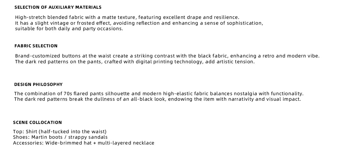 Pleated Red Lip Flared Trousers in Cotton - description image 2