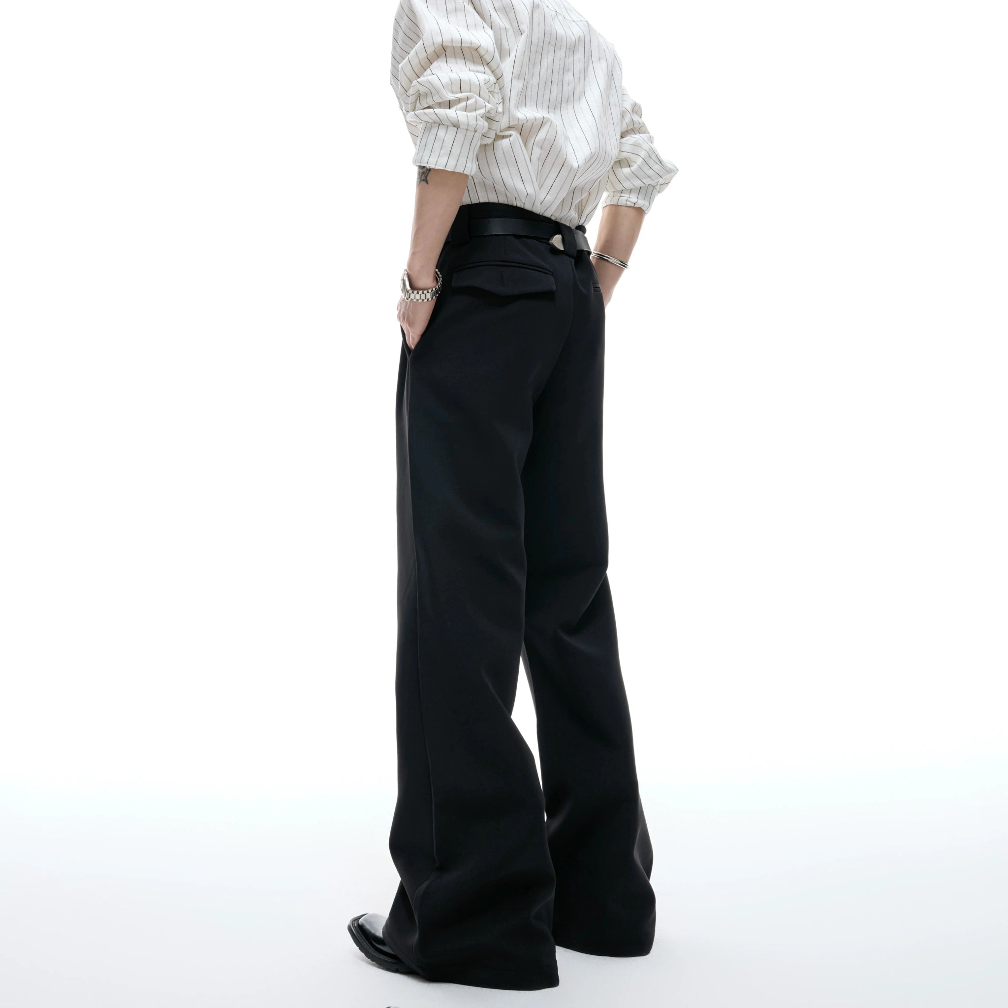Pleated Red Lip Flared Trousers in Cotton - main image 4