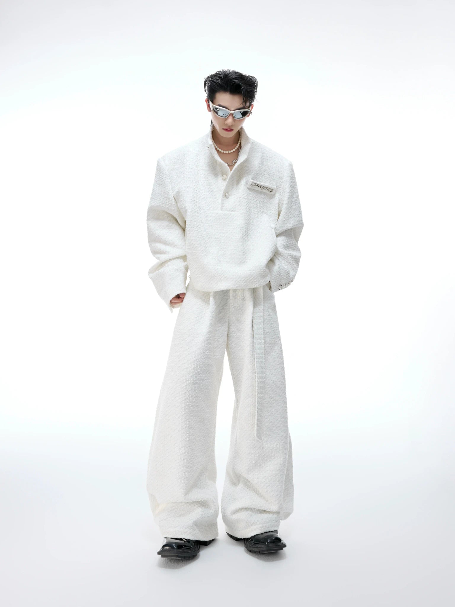 Textured Pearl-Button Jacket | Relaxed Unisex Layer - main image 2