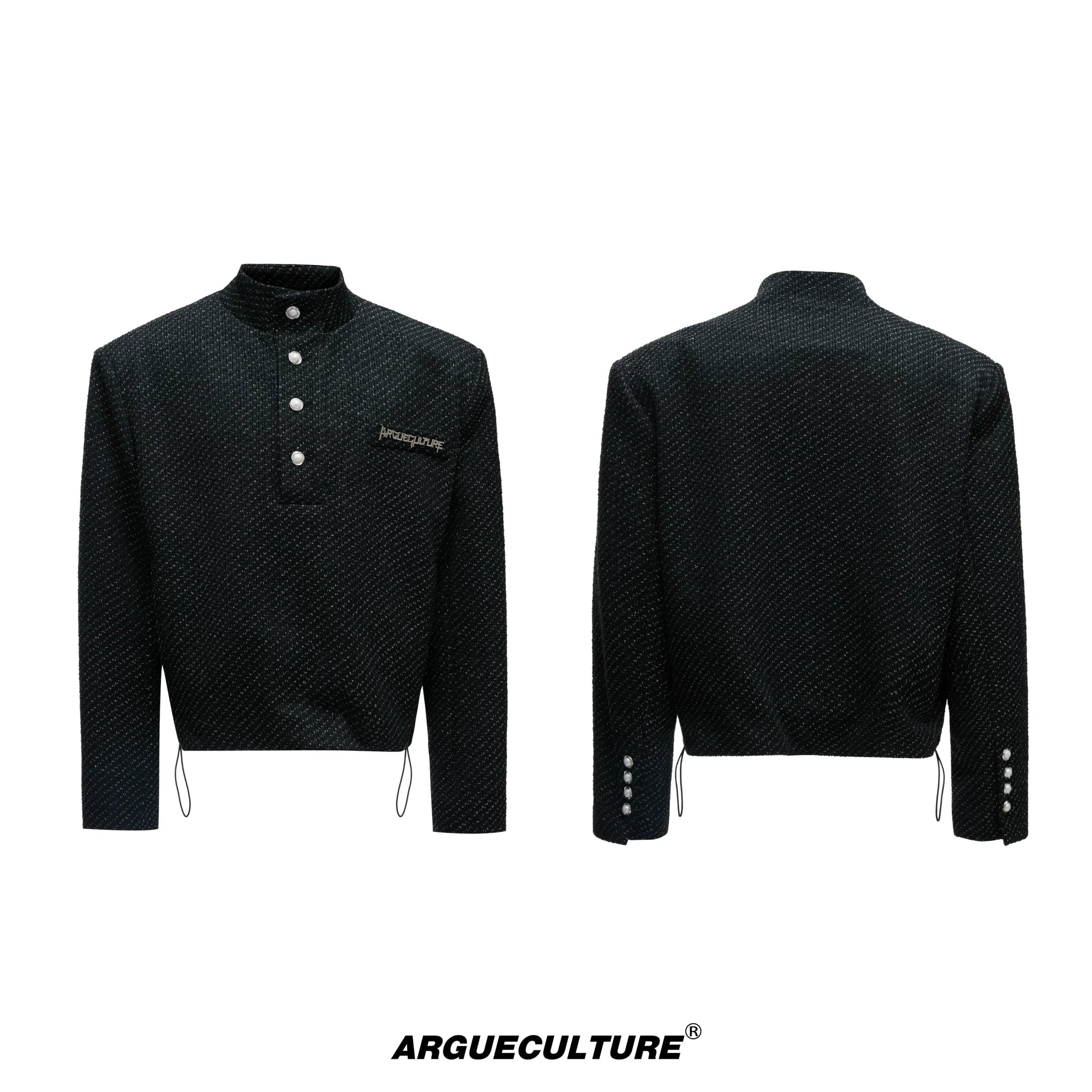 Textured Pearl-Button Jacket | Relaxed Unisex Layer - Black Jacket