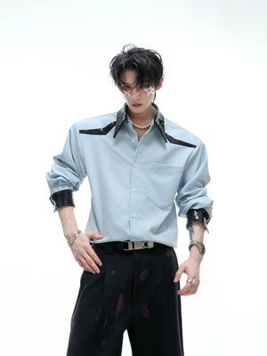 Contrast Sequin Drape Shirt | Relaxed Unisex Button-Up - main image 2