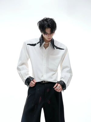 Contrast Sequin Drape Shirt | Relaxed Unisex Button-Up - main image 3