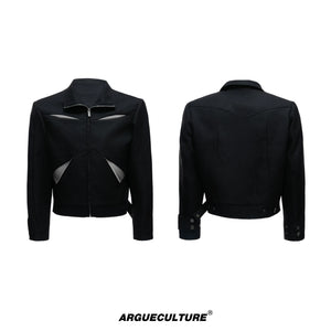 Deconstructed Color-Block Short Suit Set - Black Jacket