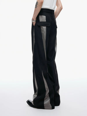 Deconstructed Color-Block Flared Cotton Trousers - main image 2