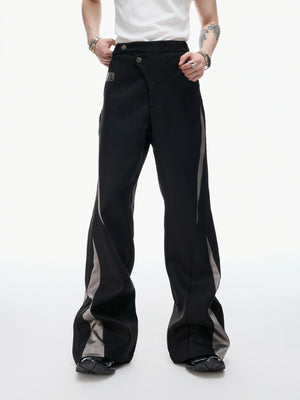 Deconstructed Color-Block Flared Cotton Trousers - main image 3