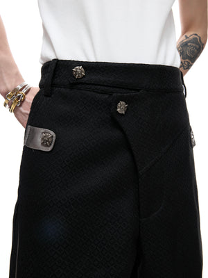 Deconstructed Color-Block Flared Cotton Trousers - main image 4