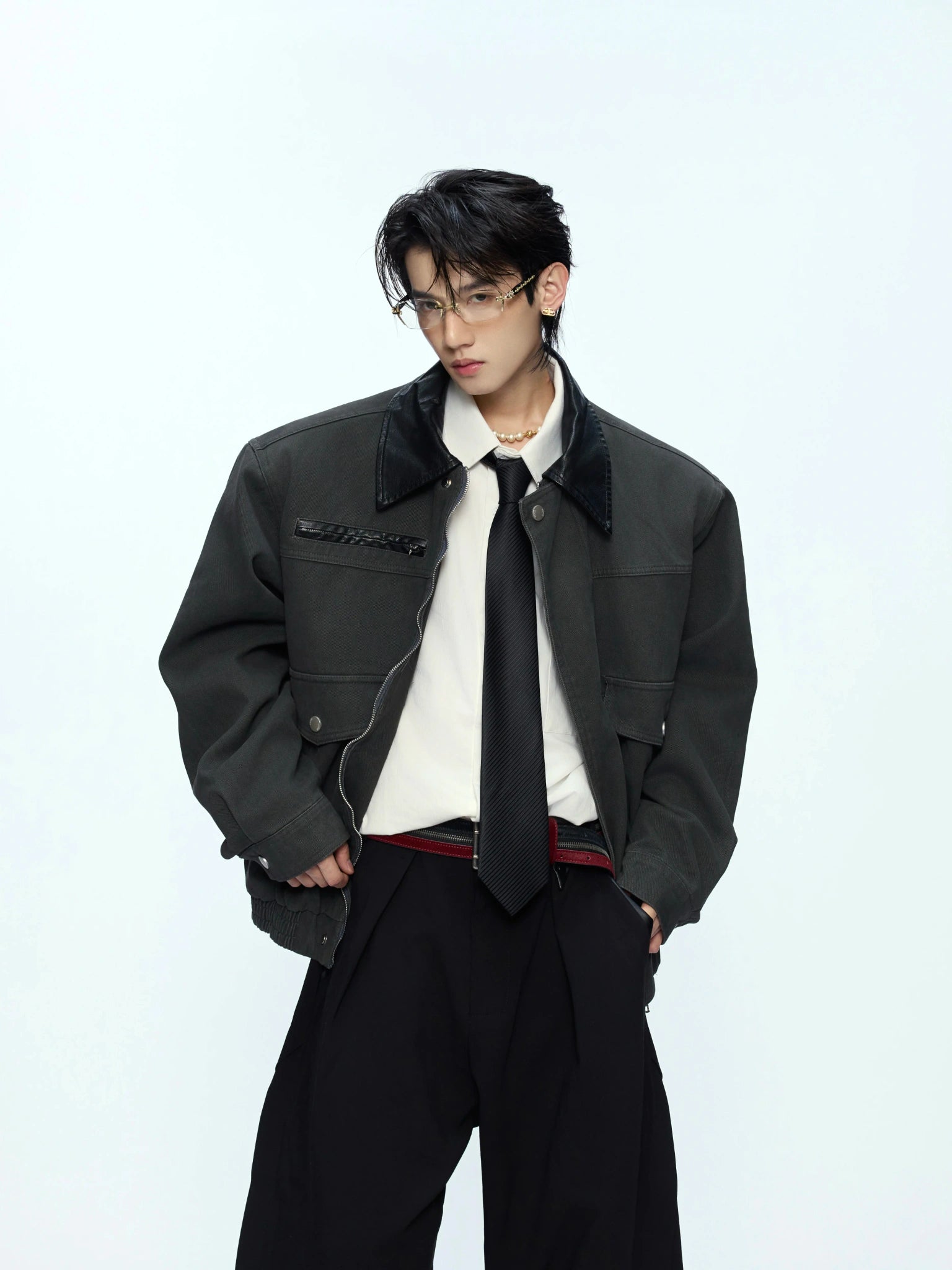 Contrast Lapel Cotton Workwear Jacket | Structured Fit - main image 2