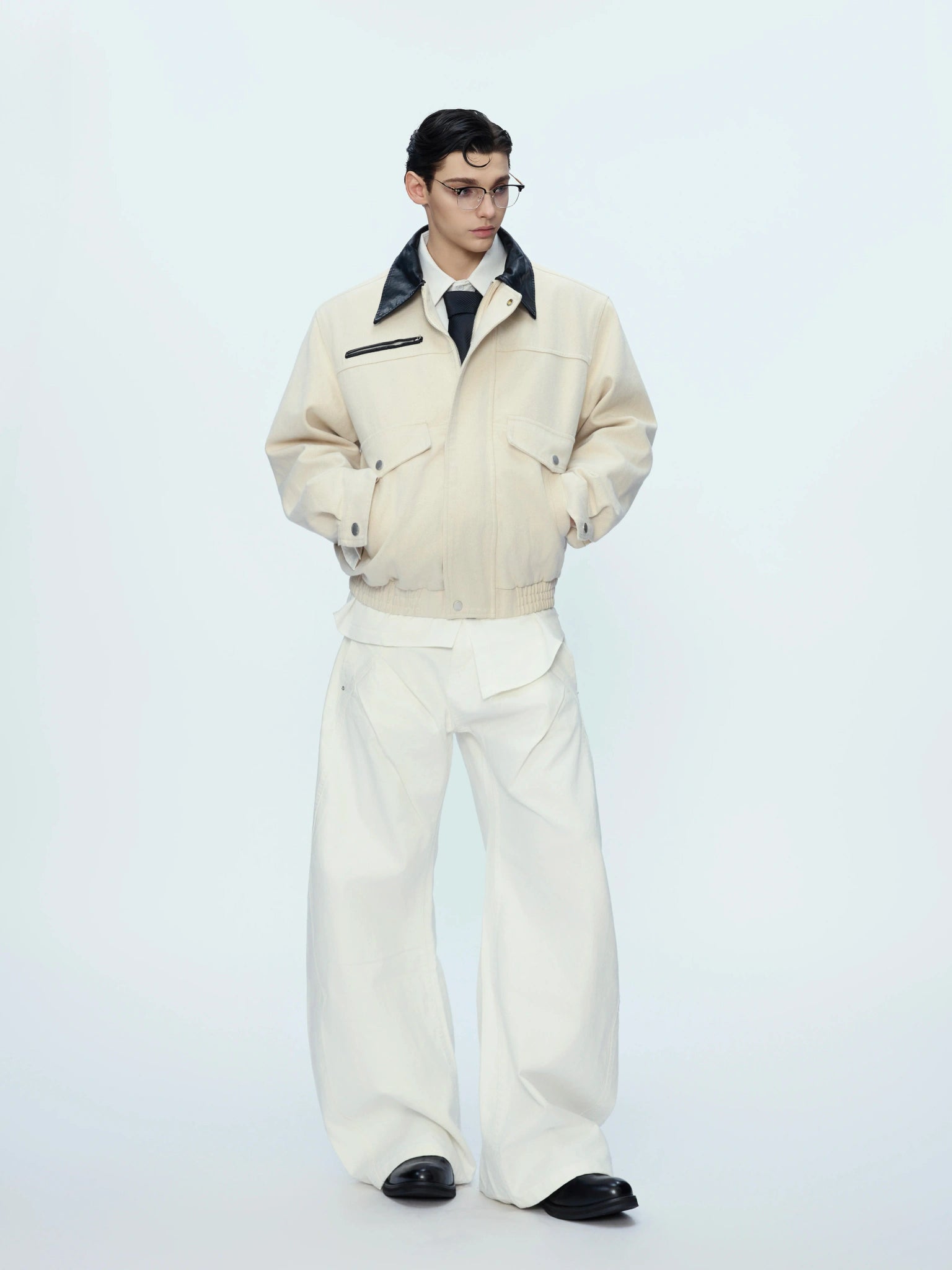 Contrast Lapel Cotton Workwear Jacket | Structured Fit - main image 3