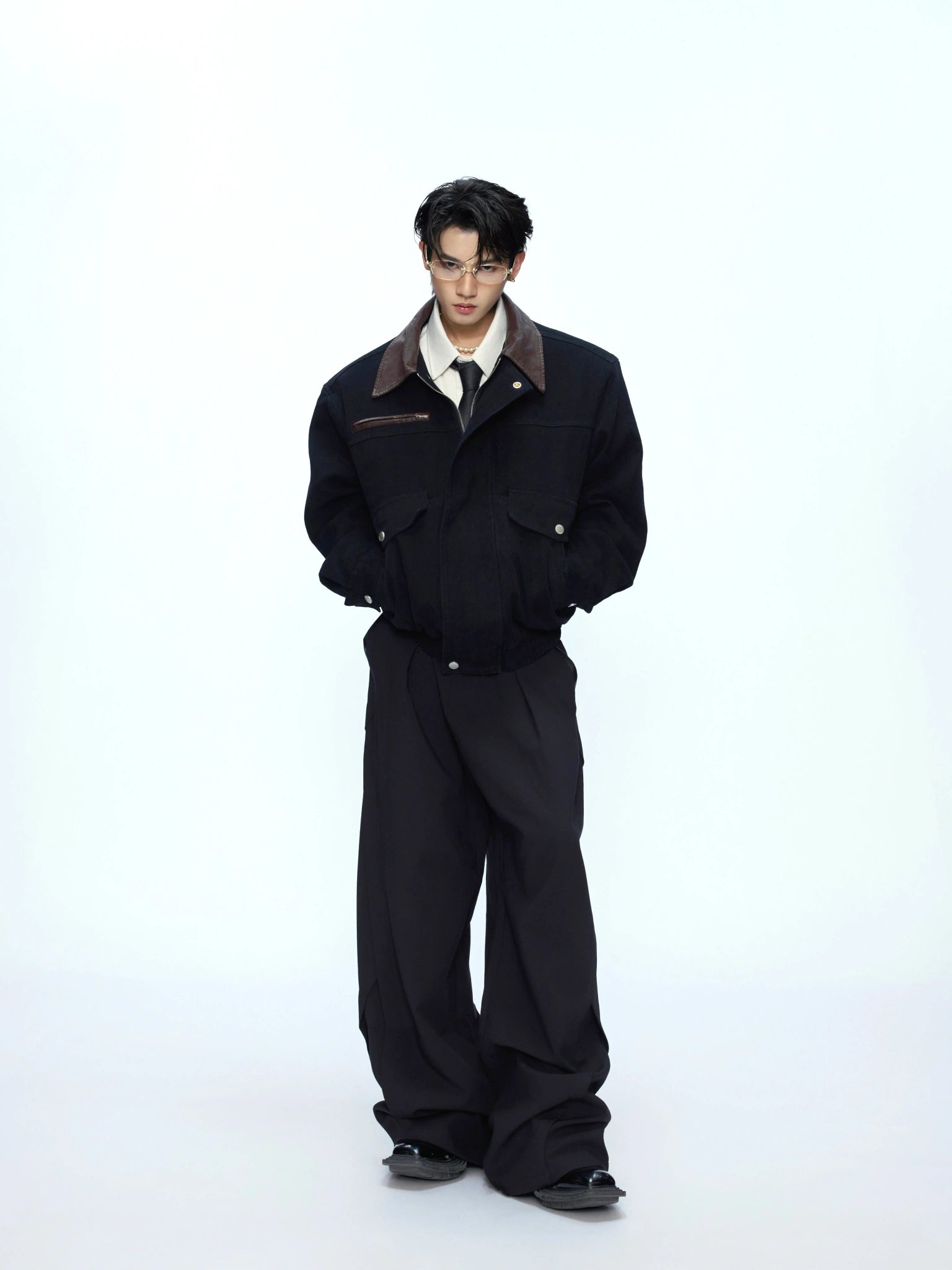 Contrast Lapel Cotton Workwear Jacket | Structured Fit - main image 4
