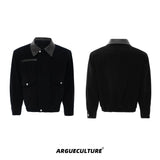 Contrast Lapel Cotton Workwear Jacket | Structured Fit - Black Top