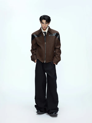 Deconstructed Cropped PU Jacket with Contrast Panels - main image 5