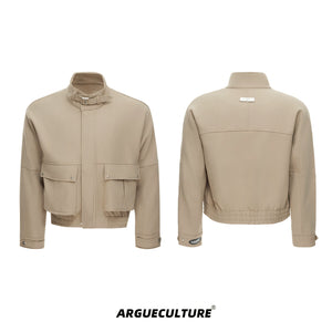 Deconstructed Workwear Jacket | Cotton Utility Style - Beige Top