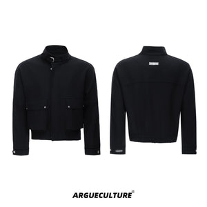 Deconstructed Workwear Jacket | Cotton Utility Style - Black Top